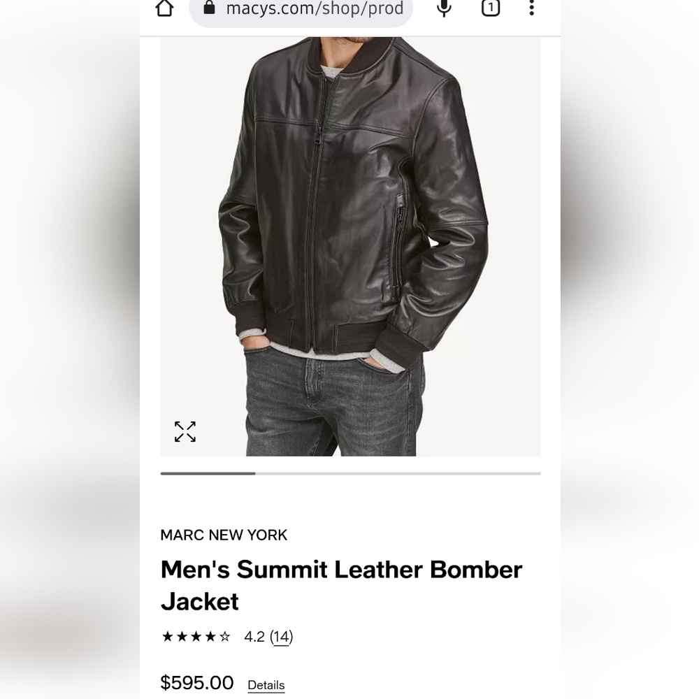 Marc New York Genuine Leather Bomber Jacket